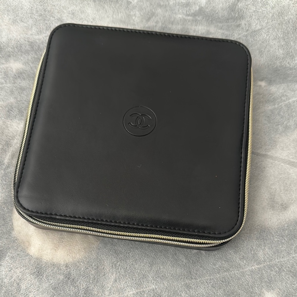 CHANEL Black Toiletry Bag with gold Zipper